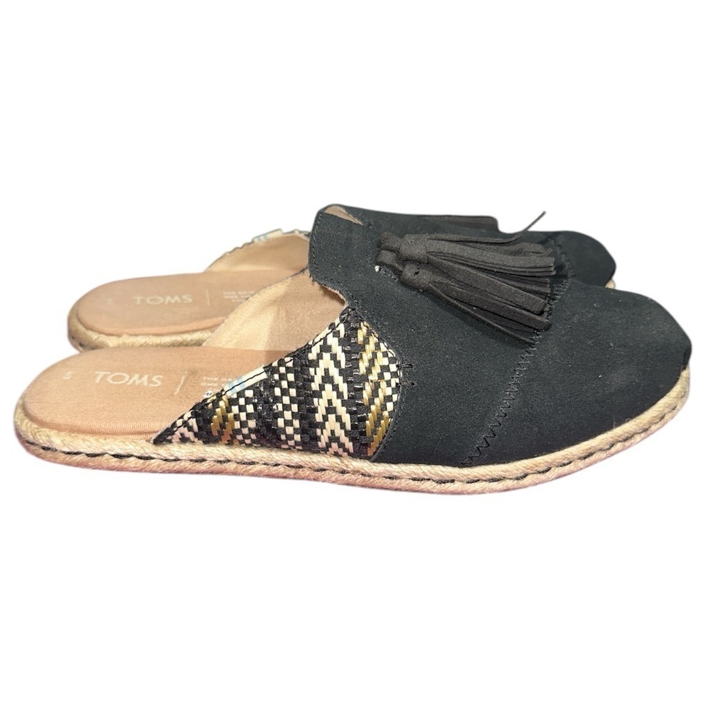 TOMS Nova Suede Geo Print Tassel Mules 9